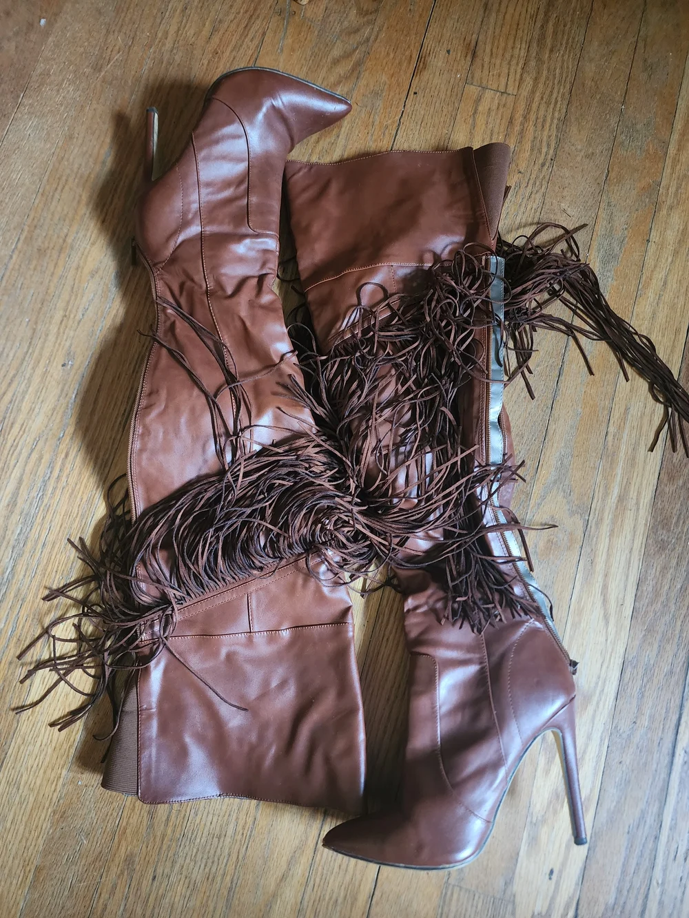 Michael Antonio Brown Fringe Over-the-Knee Boots